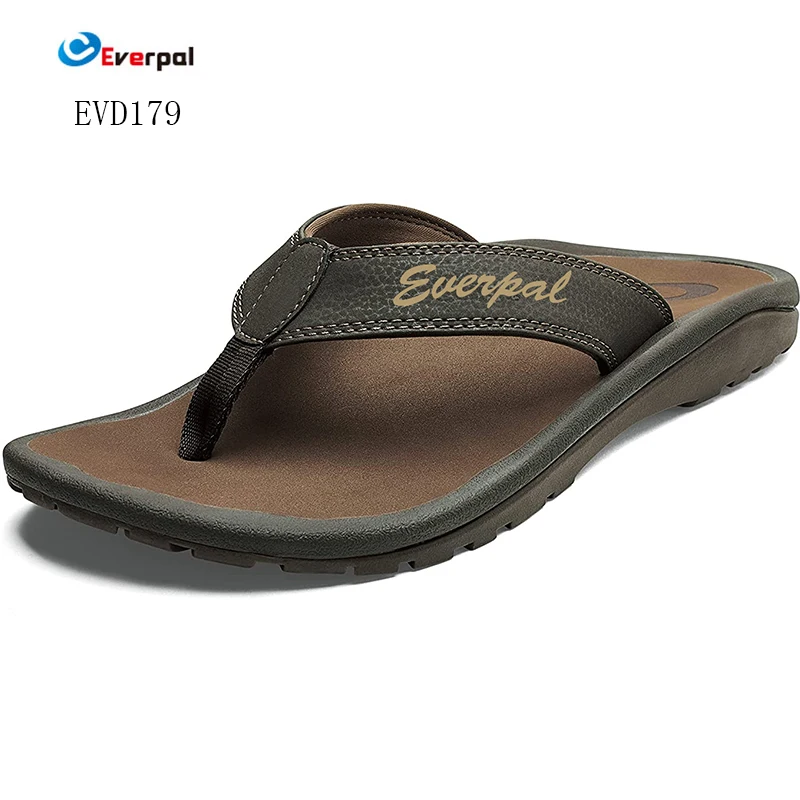 Men Beach Sandals With Arch Support, Quick-Dry Flip-Flop Slides, Water Resistant, Wet Grip Soles & Compression Molded Sole