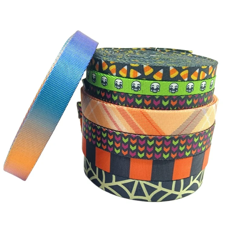 Custom Color Printed Pattern Webbing printed webbing belt for dog collar