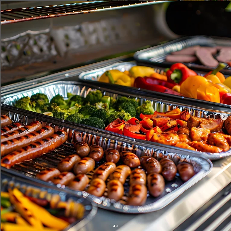 Rectangular aluminum foil containers punched holes for household BBQ hot food fresh keep roasting serving pan aluminum foil