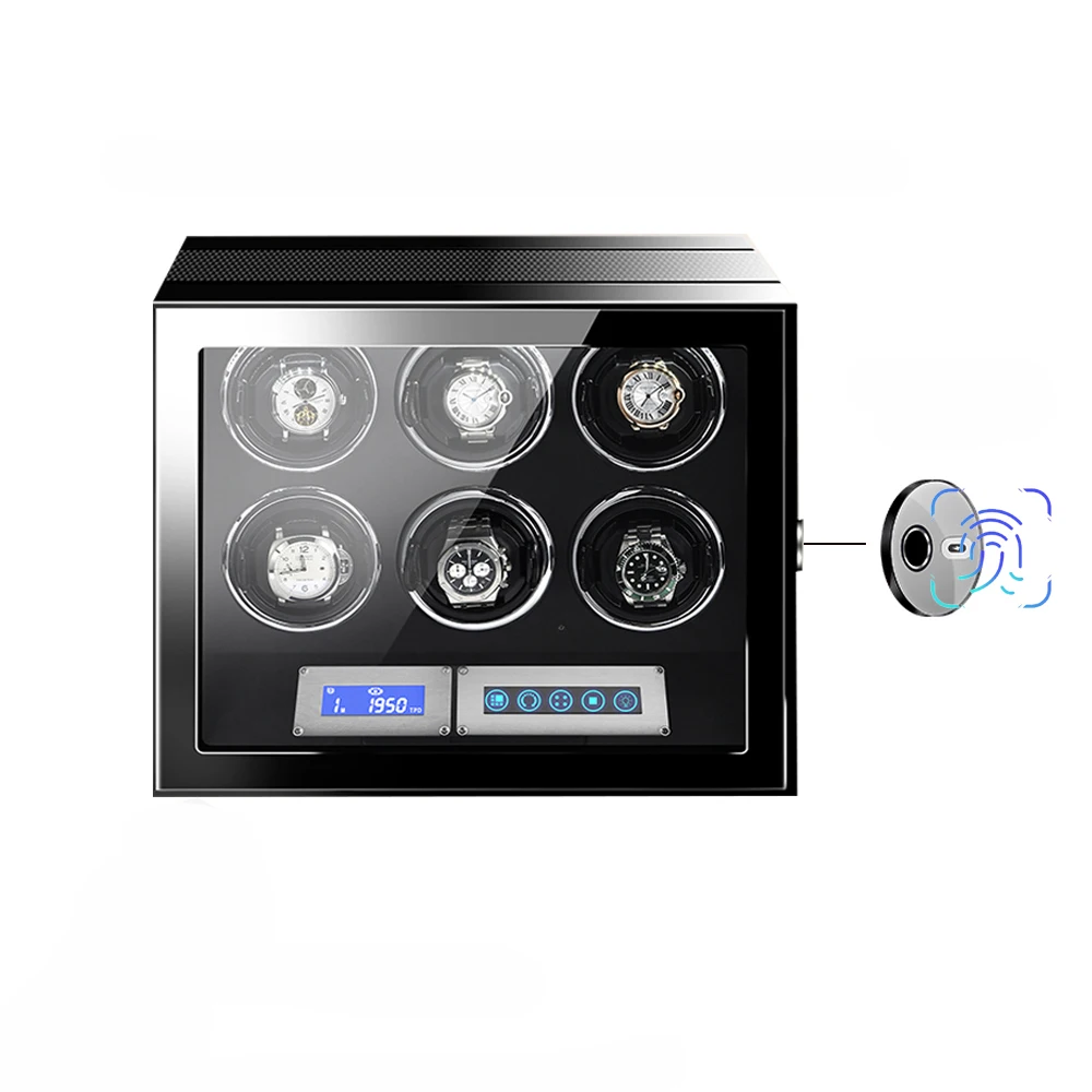 GC03-L21TB-L-ARF 6 Automatic Watches display box with LED Light, Fingerpriny lock and Japanese Mabuchi motor Watch Winder