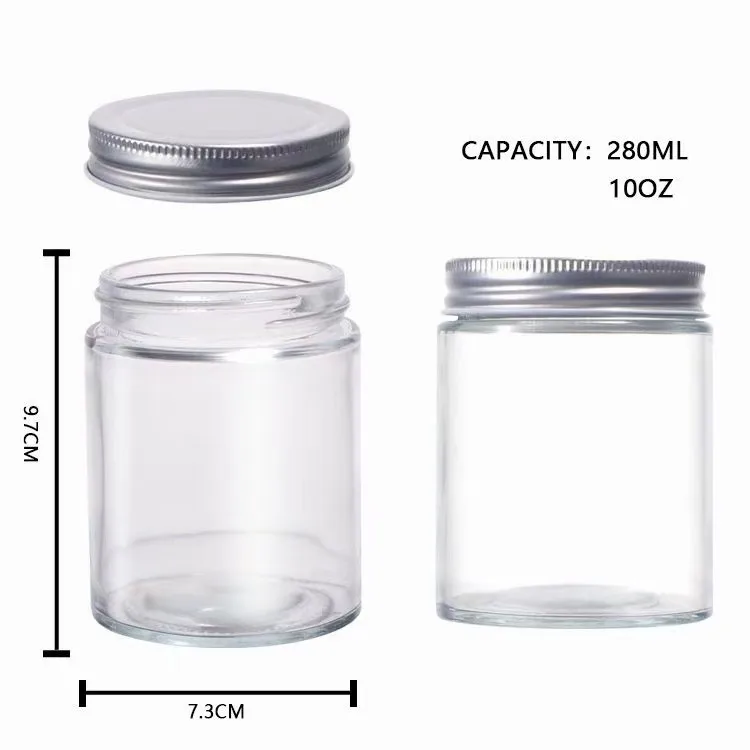 Food Grade Straight Sided 4oz 6oz 8oz 16oz Pickle Hot Sauce Glass Jelly Jam Container Jars With Metal Lid