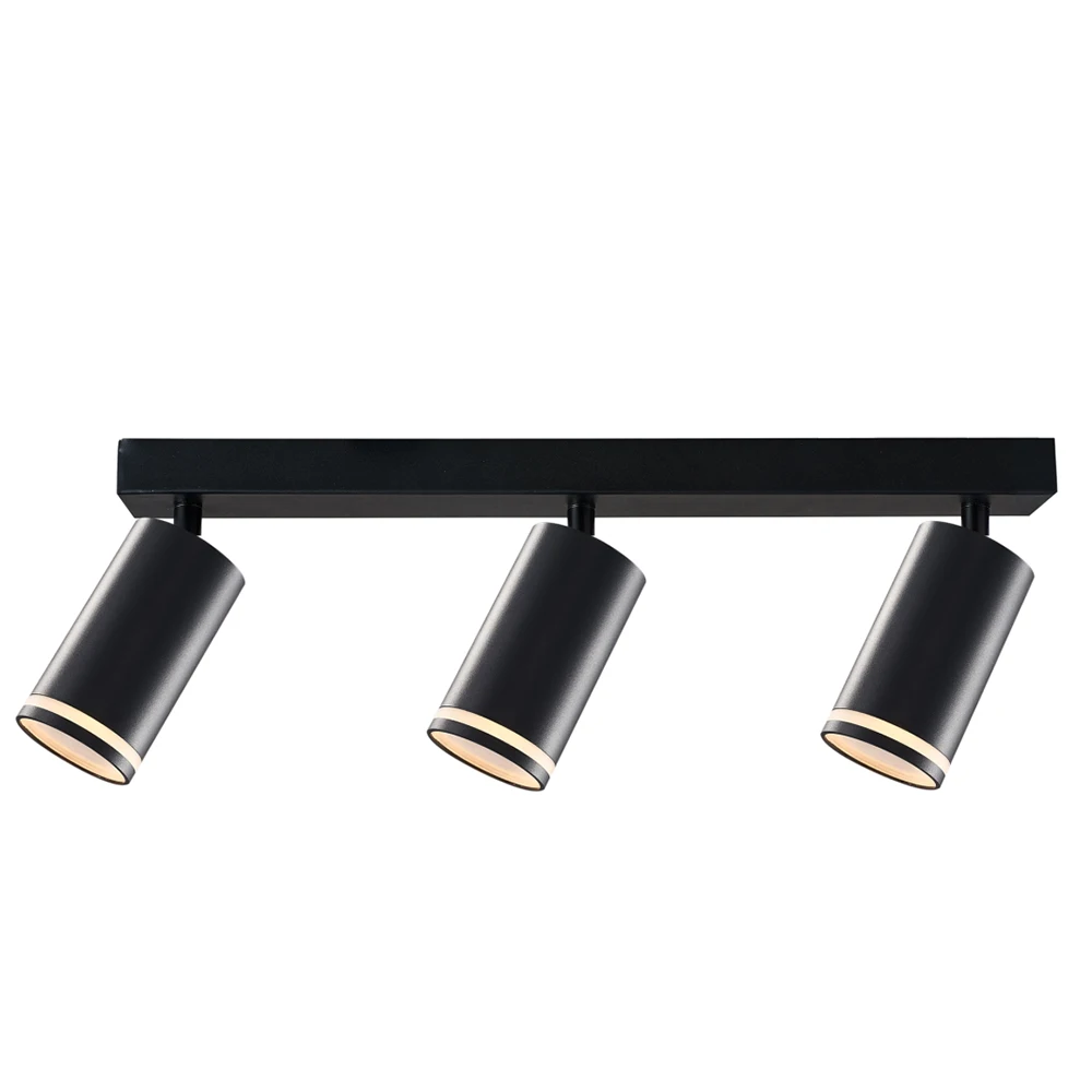 OKELI 3 Bulbs Black Spotlight GU10 Rotatable Spotlight Lamp Pivoting 350 Wall Spotlight for Bedroom Kitchen