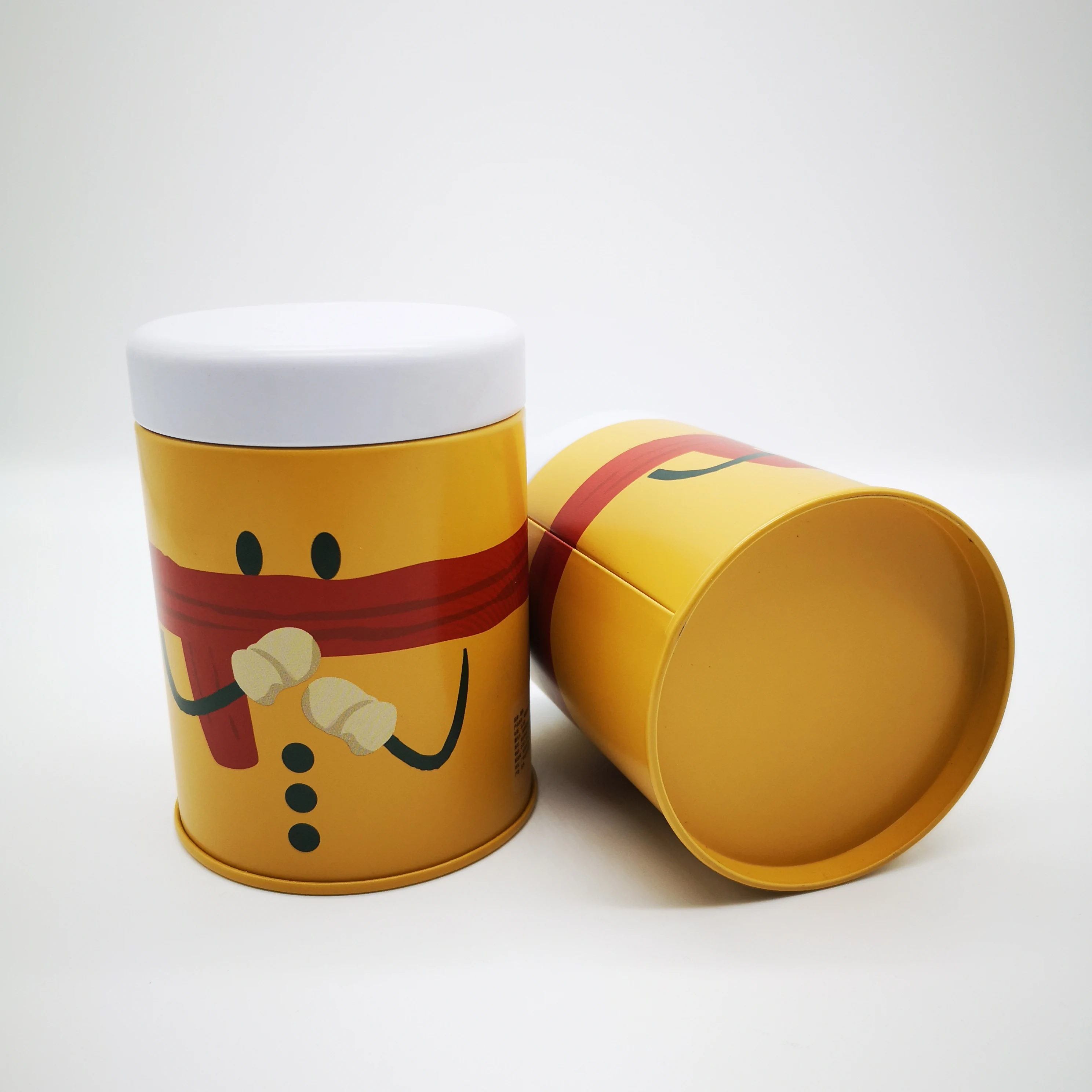 
Empty Round Tea and Coffee Bean Packaging Tin Can With Plug Lid 