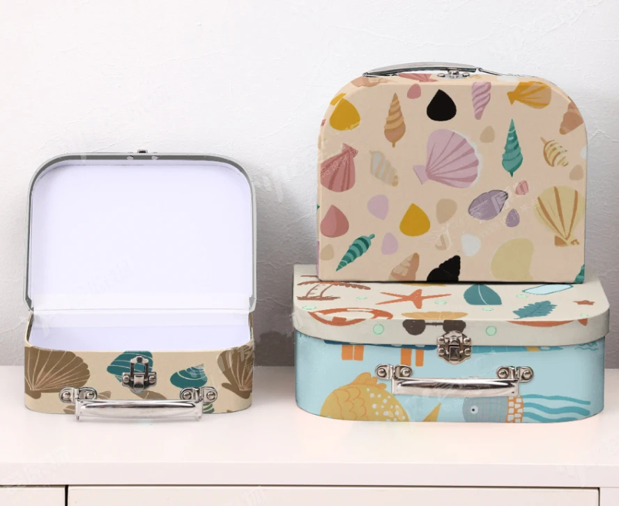 Custom New Design Lovely Children Toys Christmas Season Gift storage box paper suitcase Collection packaging box Store photos