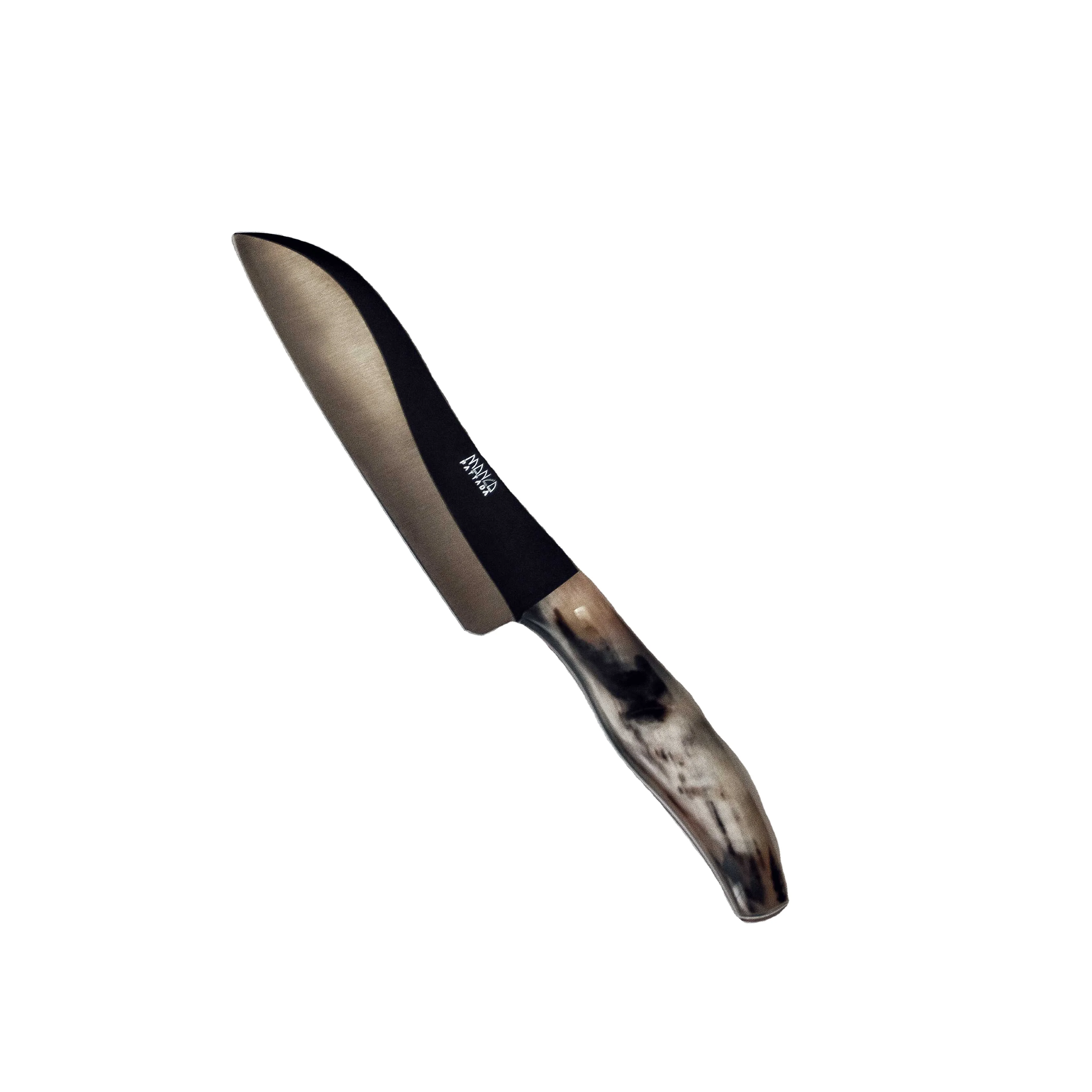 Italian handmade kitchen knife with ram horn handle - Professional luxury chef knife for collection