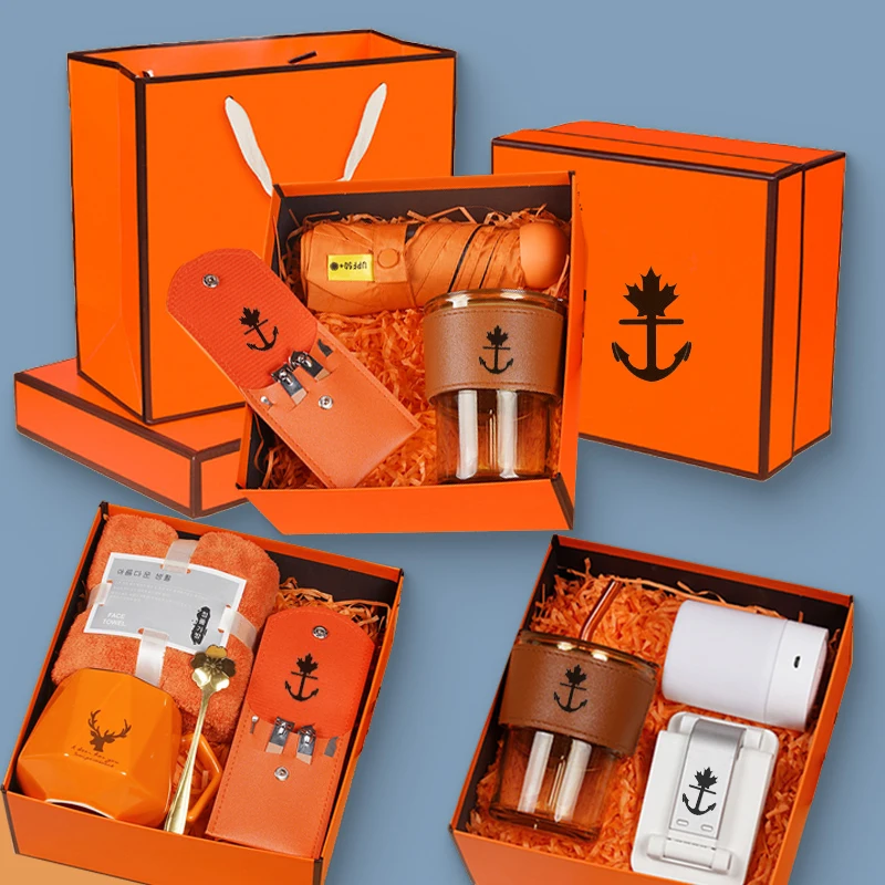 wholesale promotional office souvenirs wedding gift set Cup Fan Umbrella Mobile Phone Holders corporate gift items Custom Logo