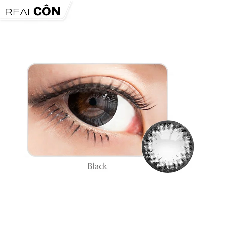 Realcon fancy look Wholesale Big Black Circle Contact Lenses Korea Design Cosmetic Big Eyewear Contact Lenses Color Contact Lens