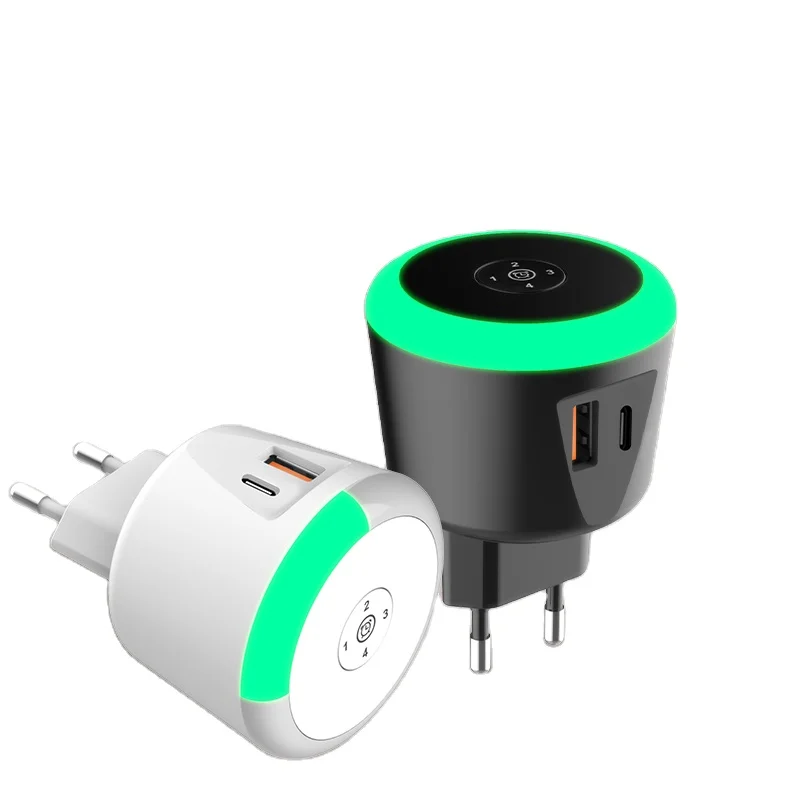 Timer control charger PD USB Dual 2 ports quick charge usb Type C wall travel charger adapter mobile phone charger