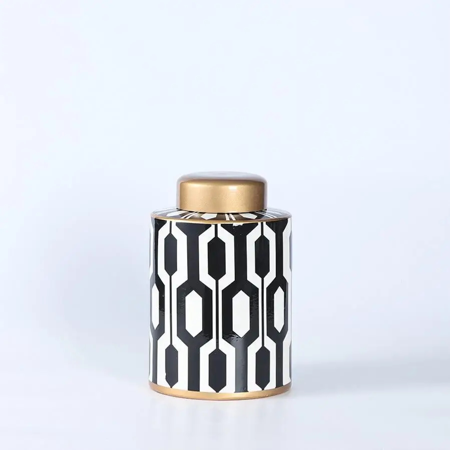 Modern black porcelain pot ceramic vase living room wine cabinet decoration of home decoration ceramic storage jar