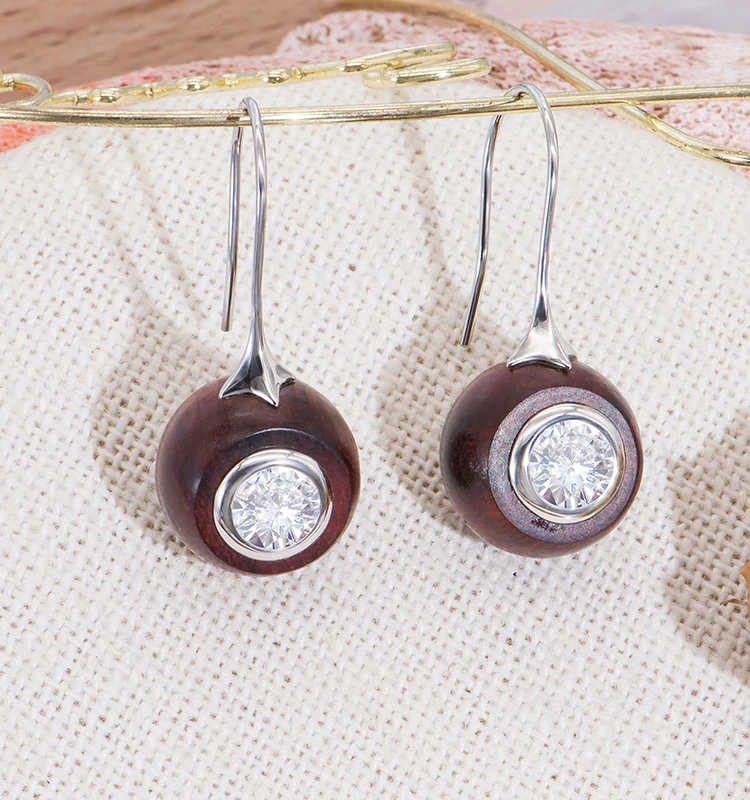 ChinChin Jewelry Long Stud Earrings Trendy Hawaiian Bohemian Vintage Style Geometric Wood Brass Zircon Wedding Banquets Gifts