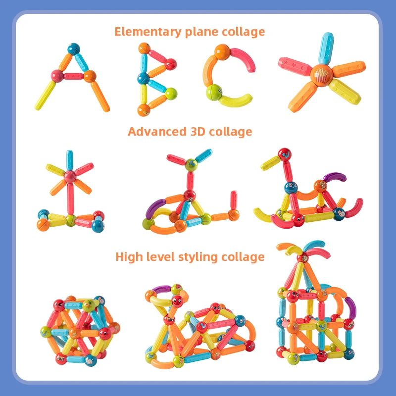 juegos montessori para ninos spielzeug colorful transparent luminescent rod magnetic building block construction toy