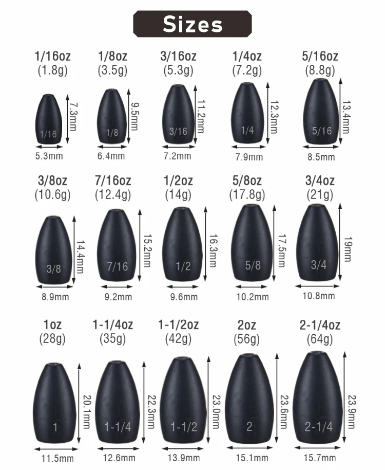 Wholesale High Quality Fishing Fishing Tackle Tungsten Weights Tungsten Sinker