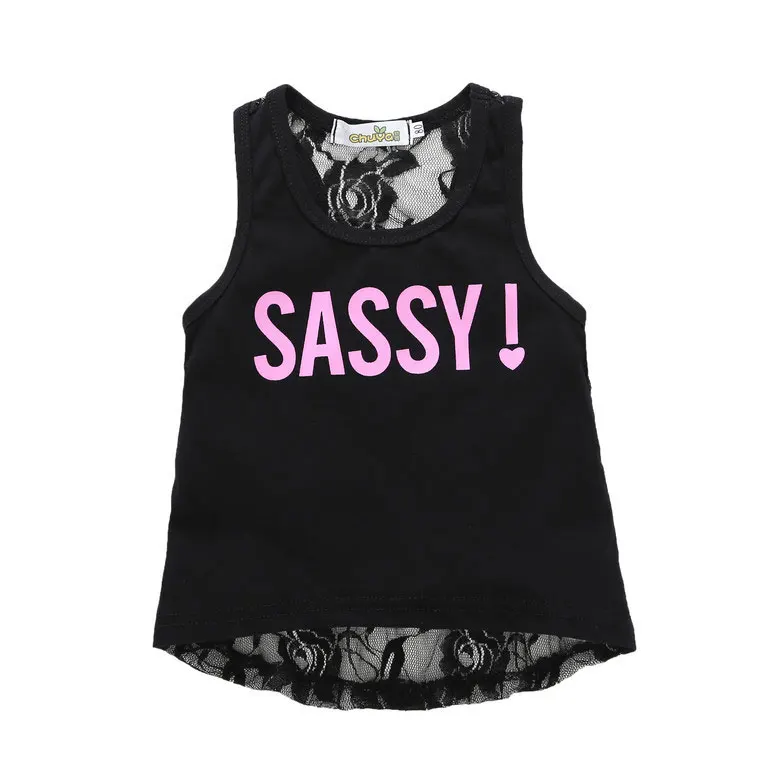 
Baby Clothes Back Hollow Out Lace Design Vest Girls Pink Letter Tank Top Infant Sleeveless Garment 