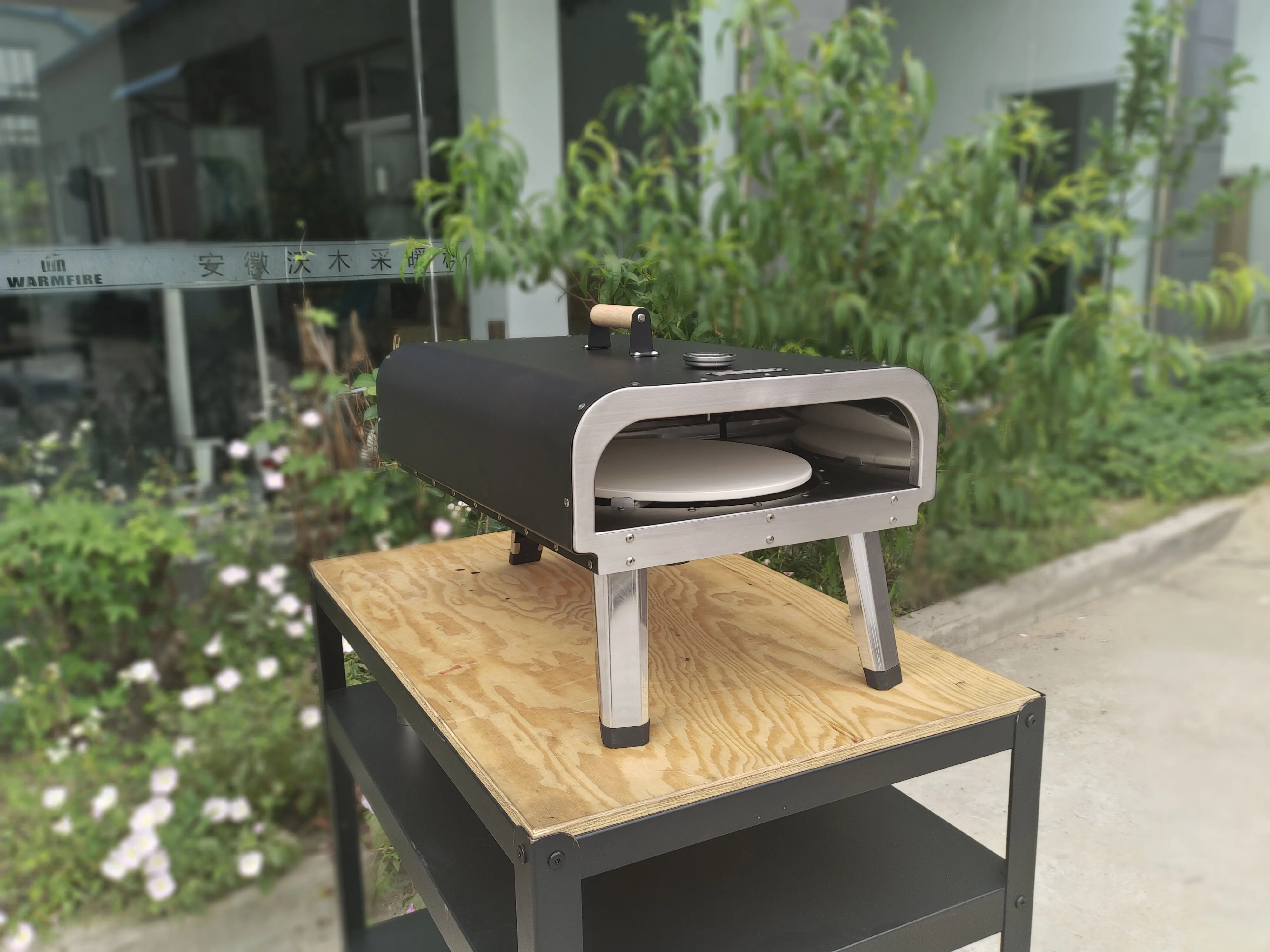 Warmfire modern design pizza oven gas with rotate stone outdoor pizza oven