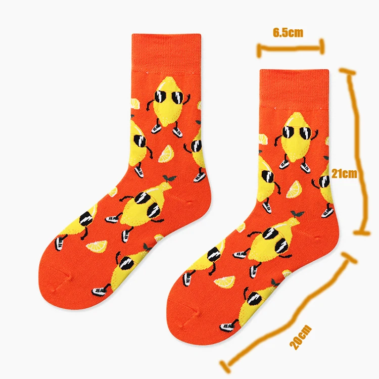 Personality Cartoon Fruit Donut Cake Sports Long Tube Couple Creative Men and Women Cotton Socks