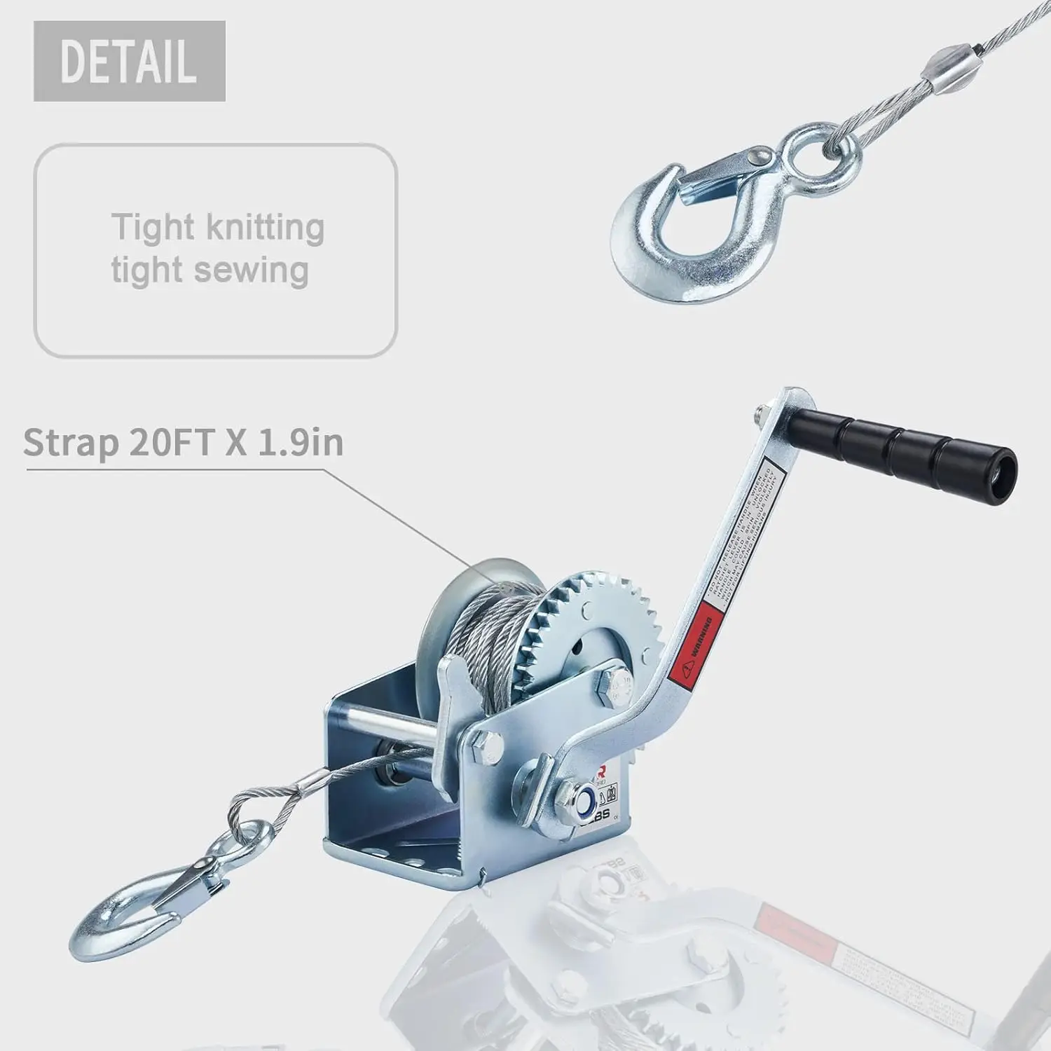 600lbs Hand Winch, Manual Winch Operated Two-Way Ratchet Boat Trailer Marine Winch