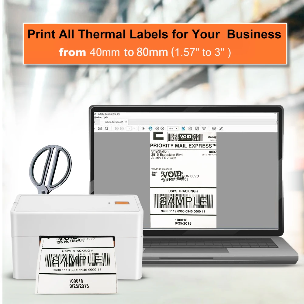 IPRT QIRUI  3inch 80mm thermal shipping label printer a6 sticker waybill thermal printer with bluetooth