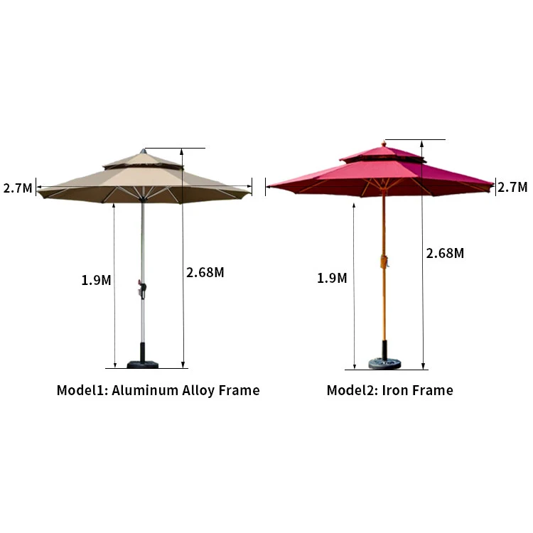 FEAMONT 9ft round Hand Windproof Crank Branded Outdoor Umbrella Garden Parasol with Solar Lights for Beach and Patio Use