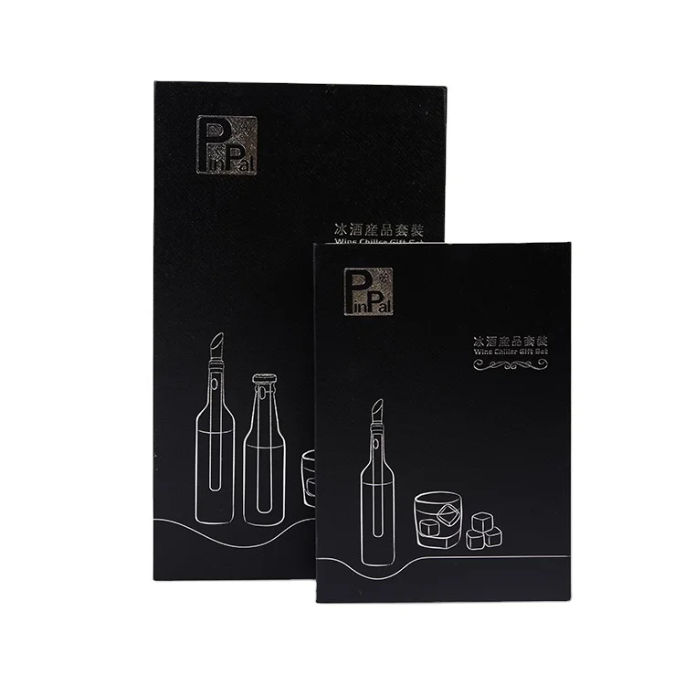 Customized logo metal reusable whiskey stone cooler wine chiller stick set ice cube gift set
