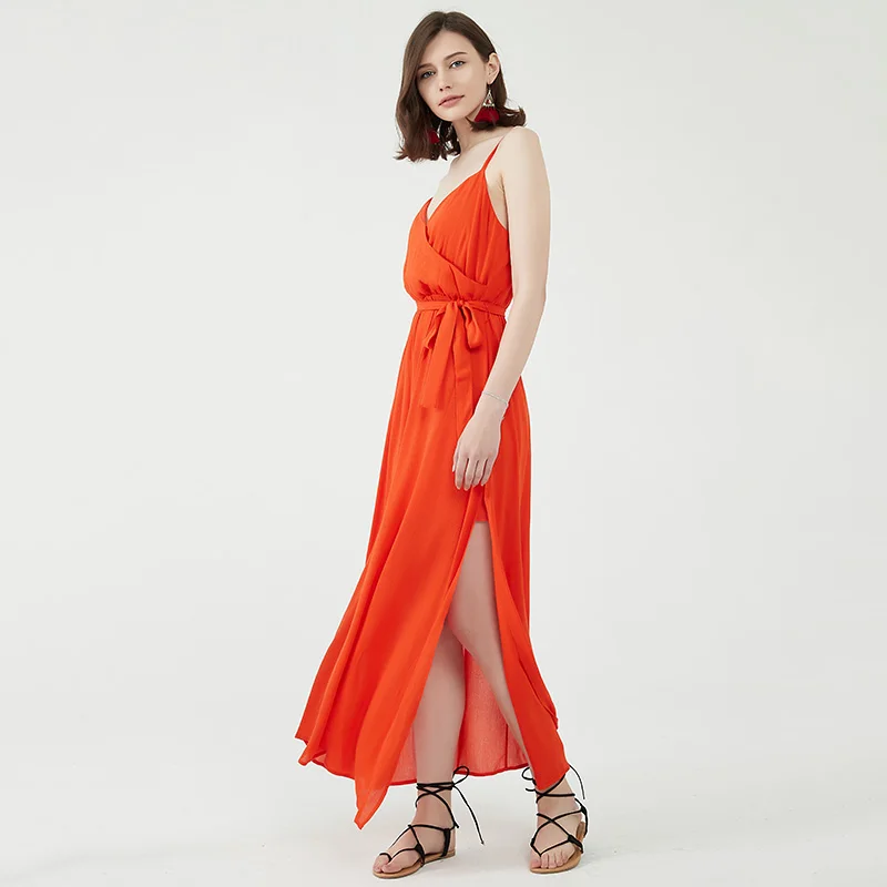 Factory Wholesale Long Dress Summer Dresses Red Maxi Women Casual