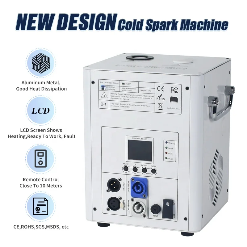 750W Cold Spark DMX Wireless White Cold Fire Works Spark Machine For Wedding Stage Party Club