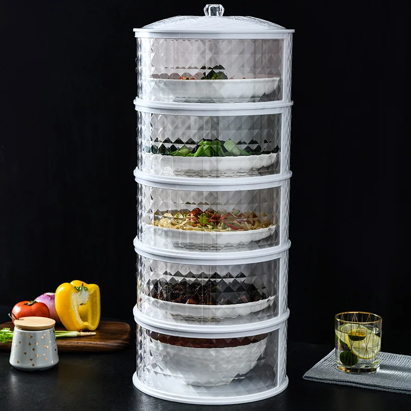 Household clear acrylic food dome cover dustproof heat preservation multi-layer plastic food cover dish cover