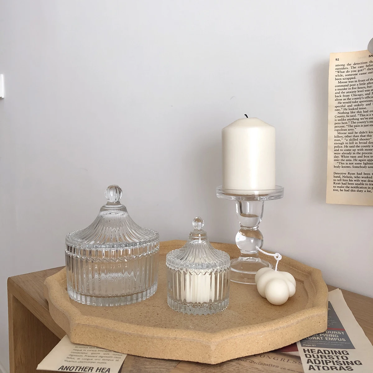 Luxury Geo Cut Home Wedding Decoration Crystal Glass Candle Jars For Candle Holder Containers Vessels With Lids