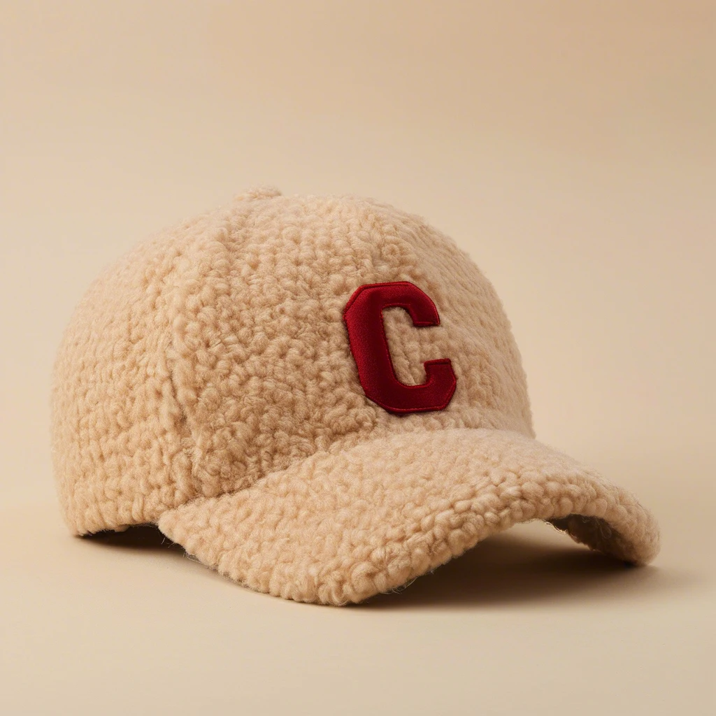 New Style Warm Sherpa Hat Logo 3d Letter Embroidery Custom Faux Fur Plush Fluffy Lamb Wool Winter Fuzzy Baseball Cap