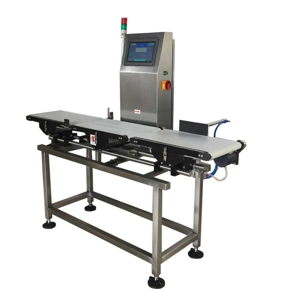 Automatic belt conveyor dynamic check weigher for food industry with pusher