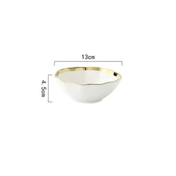 nordic luxury simple creative irregular rice bowl household gold rim dinnerware set restaurant