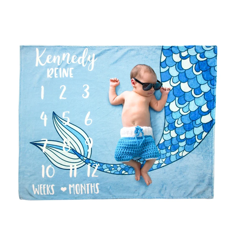 
Children Cartoon Milestone Sleeping Bath Manta Soft Flannel Photography Monthly Photo Newborn Baby Manta 