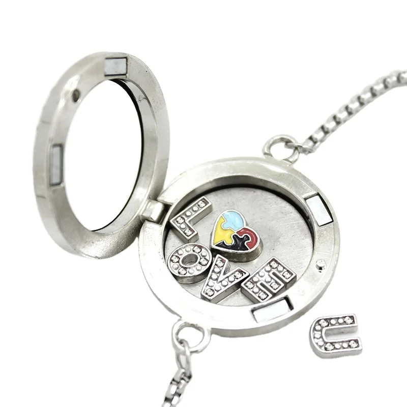 Hot Silver Floating Charm Alphabet Letter for Glass Locket Necklace DIY Decoration Jewelry Accessories