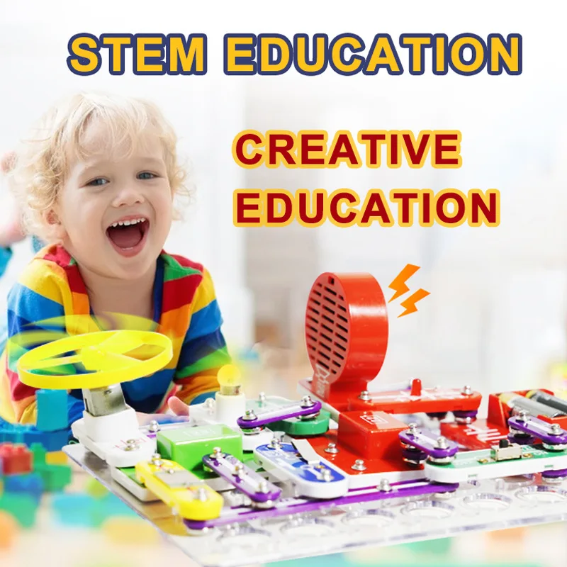 Wholesale creative DIY electronic assembly building block circuit science educational kits for kids