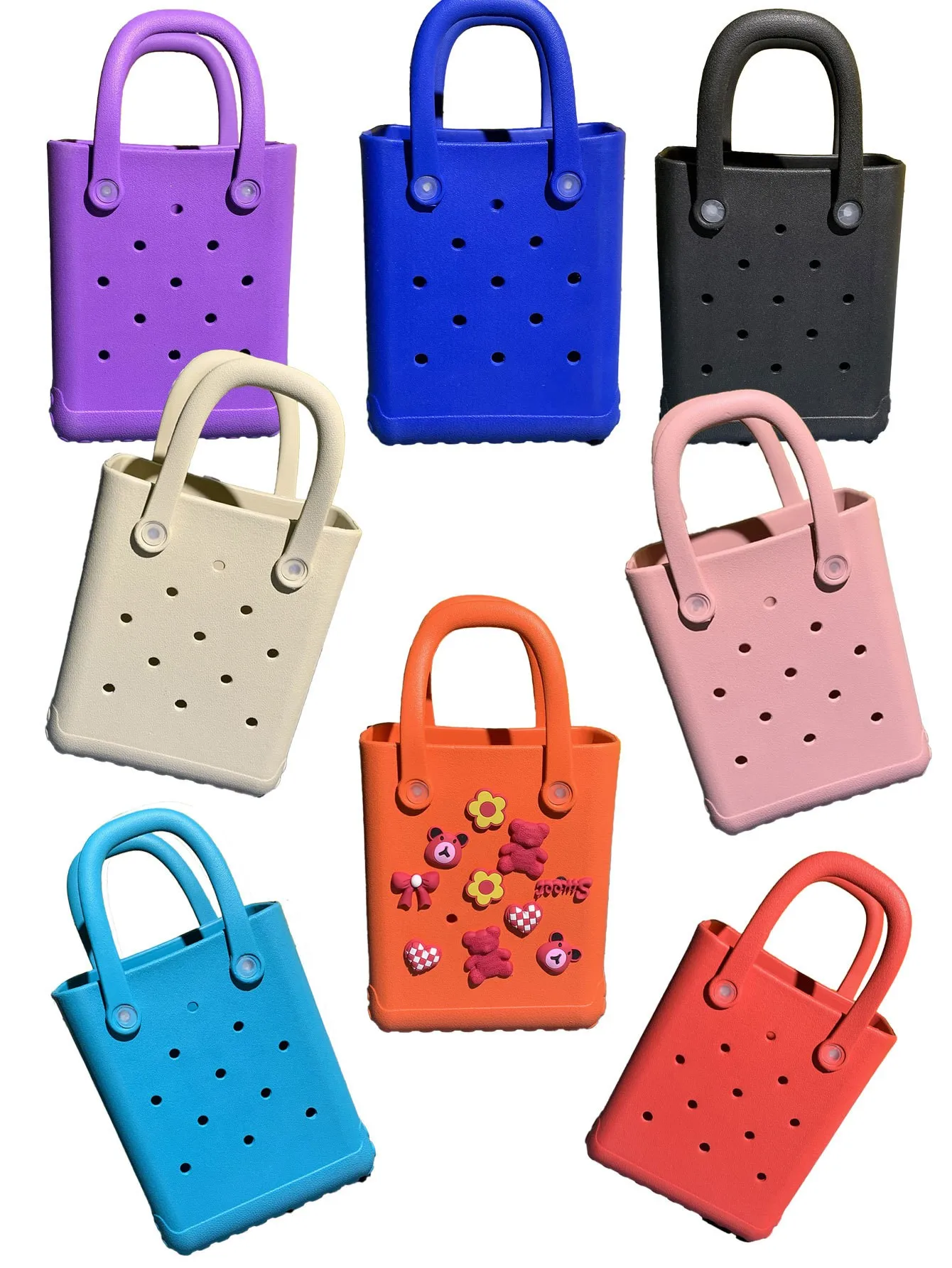 Colorful Fashion Eco-friendly Women Silicone Bag Eva Durable Small Diy Beach Storage Eva Bag Boggs For Girl