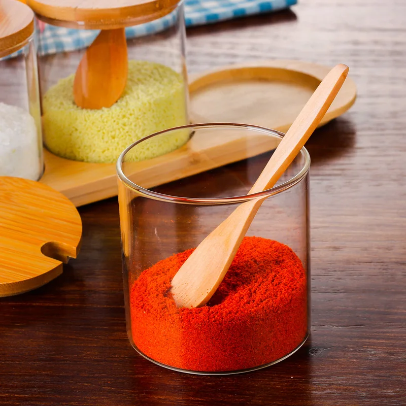 Spice Jars with Spoons 10 oz Glass Spice Jars with Bamboo Lids, Seasoning Storage Bottles for Kitchen Tabletop, Cabinet, Drawer.jpg