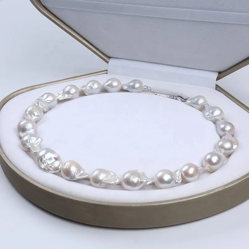 13-15mm freshwater pearl jewelry necklace with sterling silver clasp