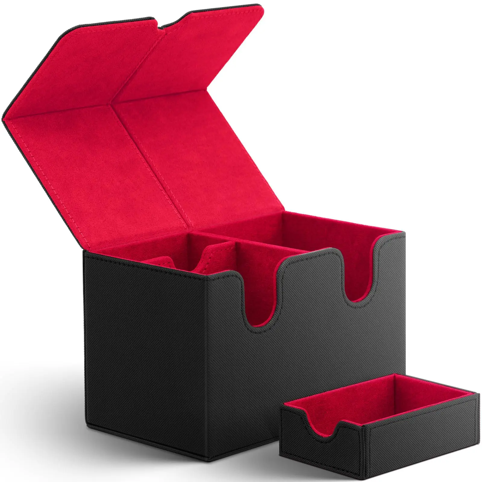 Premium PU Leather Card Deck Box Large Size Fit for 100+Single Trading Commander Compatible with Mtg Card Deck Box