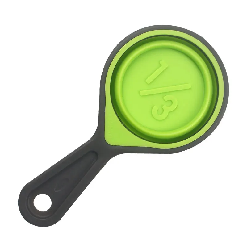 Kitchen Baking measuring Tools 4 Piece Set Collapsible Folding Silicone Measuring Cups Set With Plastic Handle
