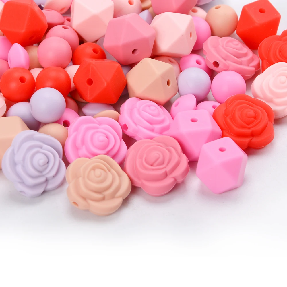 Silicone Rose Flower Bead Button DIY Beading Hairband Bracelet Necklace Craft Silicone Daisy Beads Jewelry Accessories