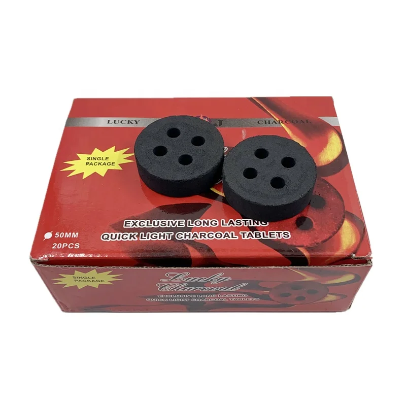 YKS instant lighting 50mm 4holes round hookah coal lucky charcoal tablets