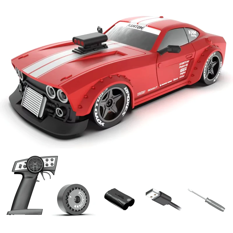 KAMTOM KM3299 30 km/h Mini Drift RC Car with LED Lights Gyro Stabilization 4WD 2.4G Radio Control Sport Racing Vehicle Toy 1:32