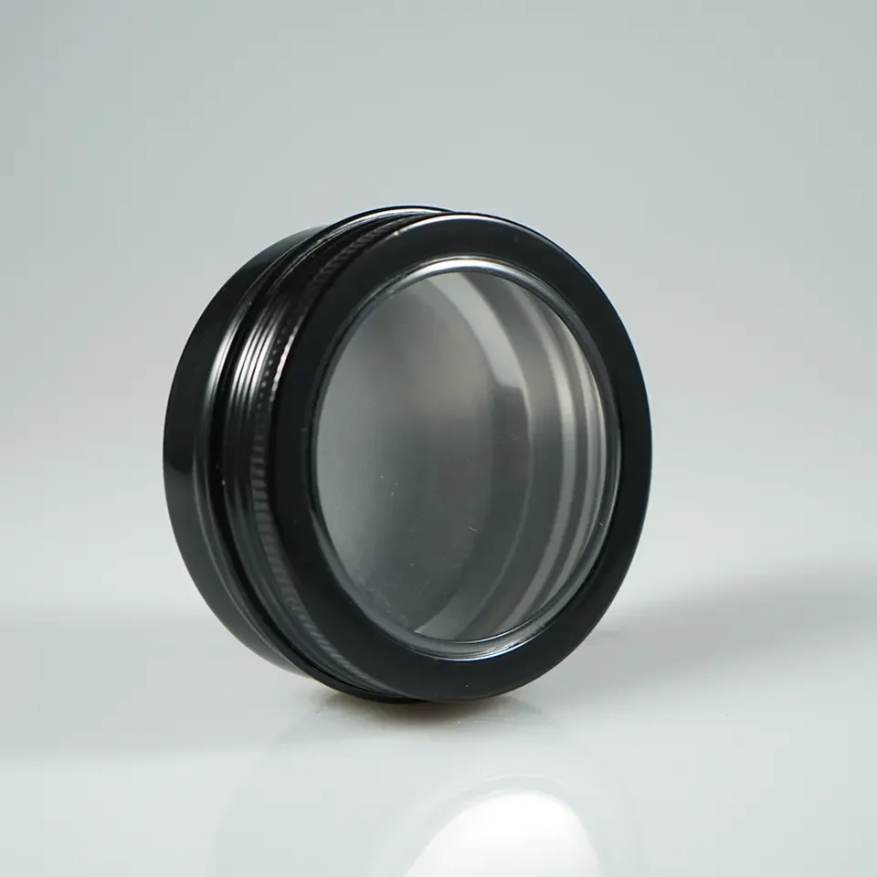 15g 35g 50g 100g 150g Round Black Empty Cosmetic Aluminum Jar Ointment Container hair wax tin with Open Window