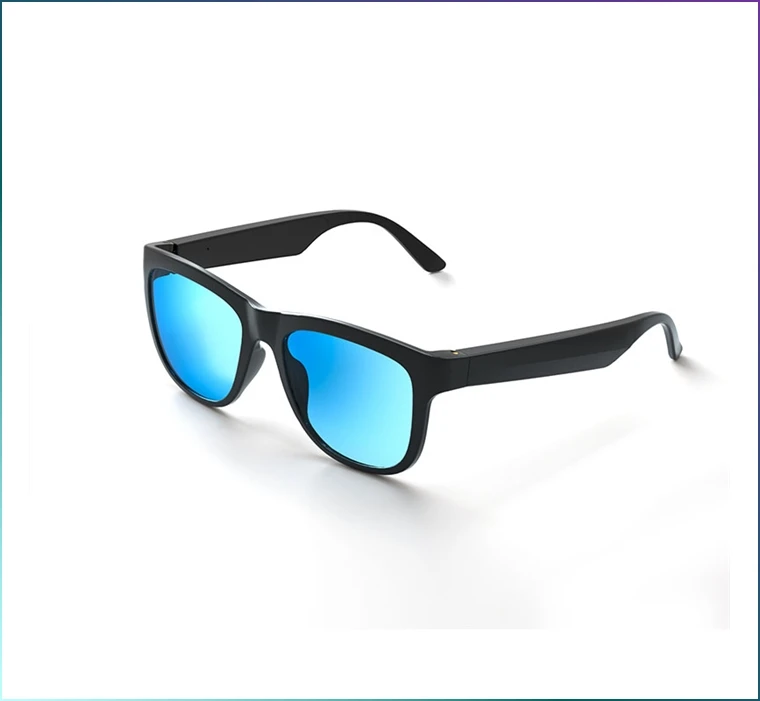 Stereo Speaker Ray Glasses 2024 UV400 Polarized Anti Light Blocking Sports Sound Audio Music Wireless Smart Bluetooth Blue PC