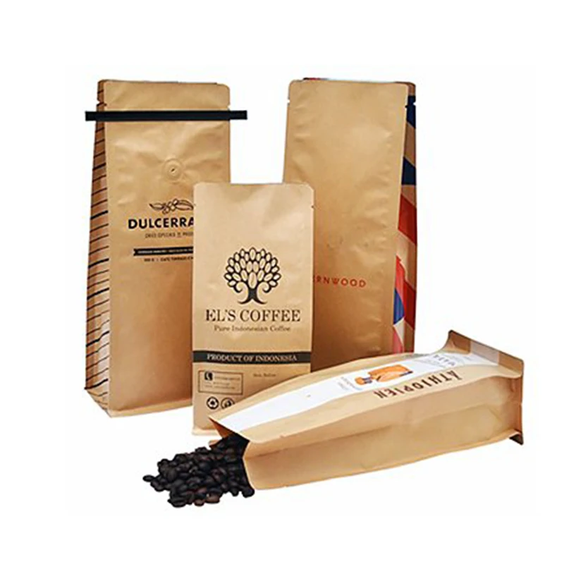 Manufacturer Kenzo Stand Up Pouch Coffee Bags Packing Custom Coffee Bags For Beans Flat Bottom Coffee Bags