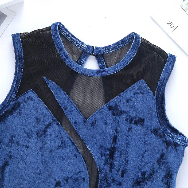 Kids Soft Comfortable Mesh Splice Ballet Leotard Jumpsuit Girls Sleeveless Dance Bodysuit Gymnastics Leotards