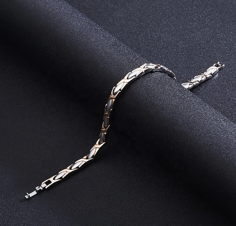 
Wholesale Rose Gold Health Magnetic Therapy Bracelet Stainless Steel Charm Jewelry For Women 