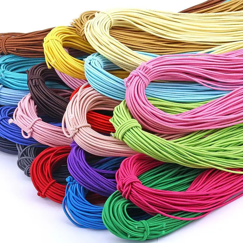 Colorful round polyester elastic cord 1mm 1.5mm 2mm 3mm braided elastic cords string
