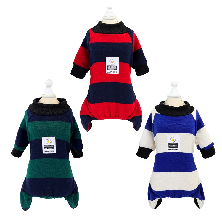 Pet Accessories New Hot 4 Legs dog Apparel Winter Striped Dog Clothes Manufacturer