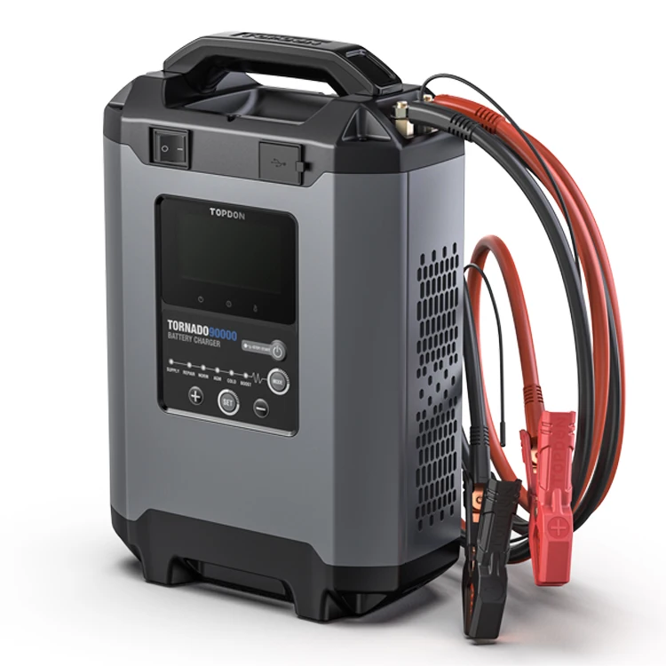 TOPDON Tornado90000 Diy Super Car Battery Charger 12V 24V Automatic Car Battery Charger Lead-Acid Agm Gel Lithium 60A 90A