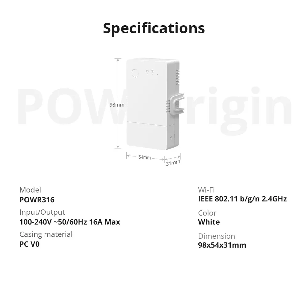 SONOFF POW Origin 16A Wifi Smart Voice Remote Control Switch Module Monitor Power Consumption Works With Alexa Google Home